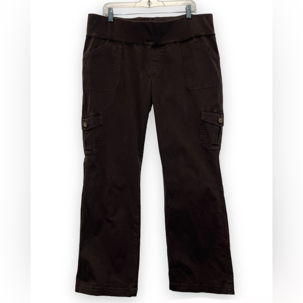 Liz Lange Maternity Cargo Pants Brown Elastic Waist Straight Leg Size 14